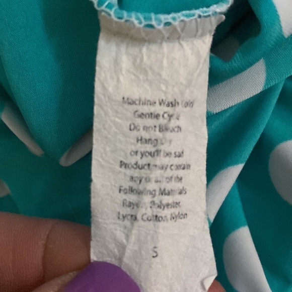 Teal and white polka dot skirt. Size small - Picture 5 of 5